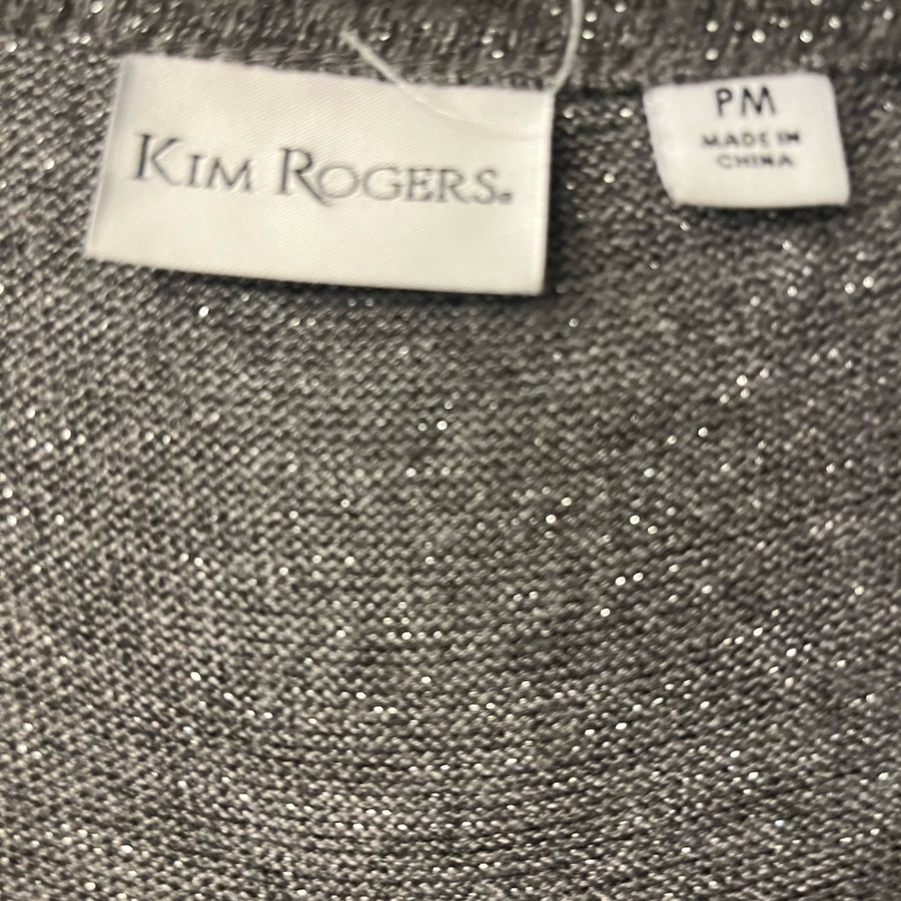 Kim Rogers Gray Blouse Silver Glitter M - Picture 7 of 8